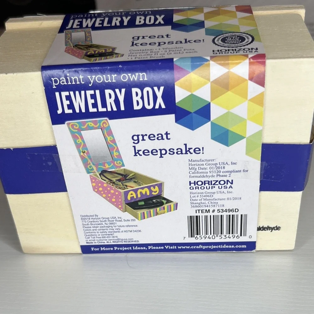Horizon Group USA Paint Your Own Jewelry Box 53496D Craft Kit Lot w/ Framed Kit